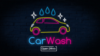 Neon sign Car wash Facebook event cover Image Preview