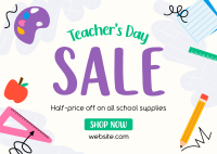 Supplies Sale for Teachers Postcard Image Preview