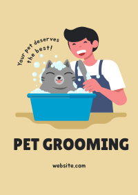 Grooming Cat Poster Design