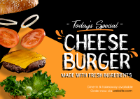 Deconstructed Cheeseburger Postcard Design