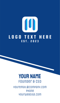 Blue Letter M Streaming Application Business Card Design