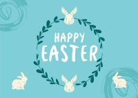 Easter Bunny Wreath Postcard Design
