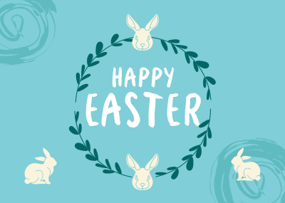 Easter Bunny Wreath Postcard Image Preview