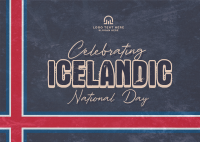 Geometric Icelandic National Day Postcard Image Preview