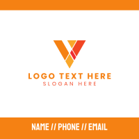 Orange Polygon V Business Card Design