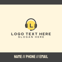Headphones Lettermark Business Card Design