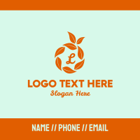 Orange Leaves Lettermark Business Card Design