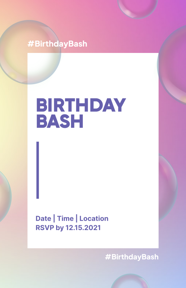 Bubble Birthday Bash Invitation Design Image Preview