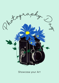 Old Camera and Flowers Poster Image Preview