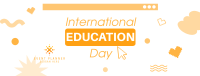 Playful Cute Education Day Facebook cover Image Preview