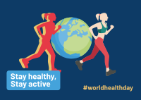 World Health Fitness Postcard Design