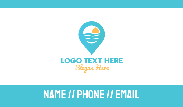 Cyan Beach Pin Business Card Design Image Preview