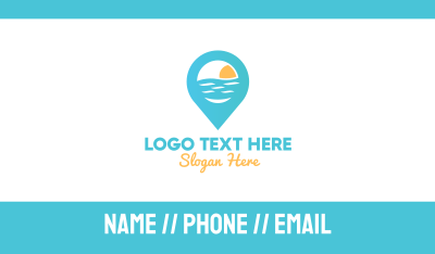 Cyan Beach Pin Business Card Image Preview