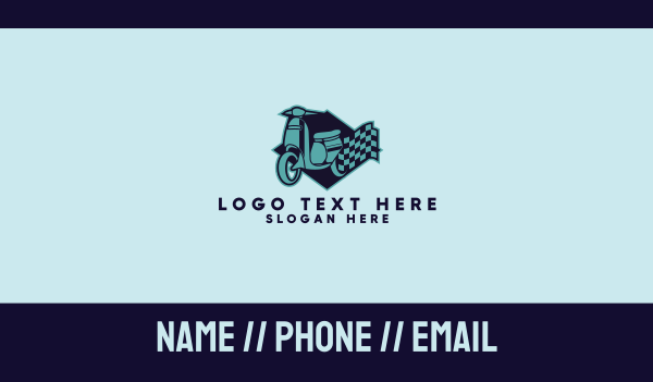 Blue Scooter Racing Flag Business Card Design