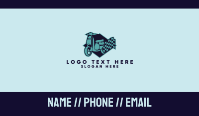 Blue Scooter Racing Flag Business Card Image Preview