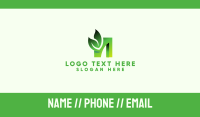 Green Organic Leaf Letter N Business Card Image Preview