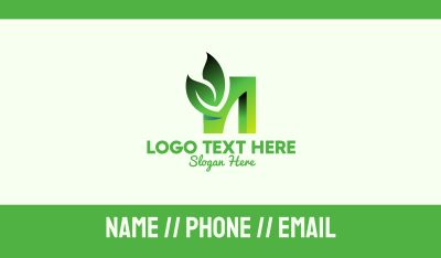 Green Organic Leaf Letter N Business Card