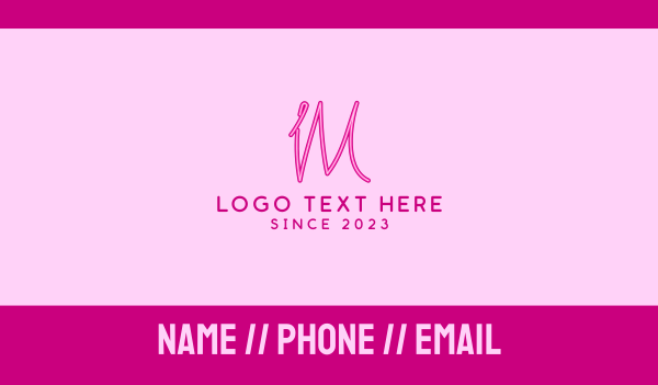 Fancy Neon Monogram I & M Business Card Design Image Preview