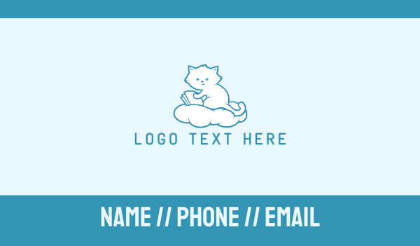 Cloud Cat Kitten Reading Business Card Design Image Preview