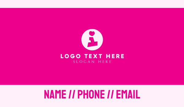 Pink Heart Letter I Business Card Design Image Preview