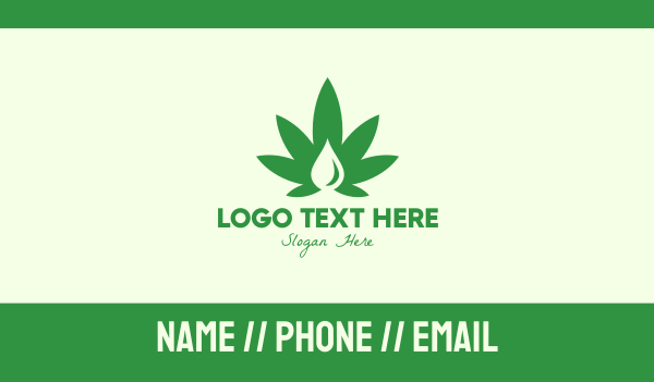 Green Cannabis Droplet Business Card Design Image Preview
