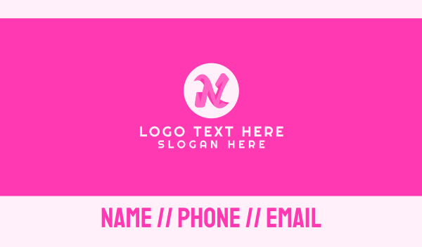 Pink Fashion Letter N Business Card Design Image Preview