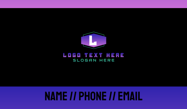 Gamer Futuristic Gradient Letter Business Card Design Image Preview