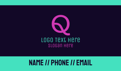 Purple Neon Letter Q Business Card