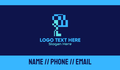 Digital Pixel Letter P Business Card