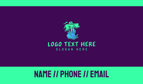 Neon Graffiti Art Letter T Business Card Design Image Preview