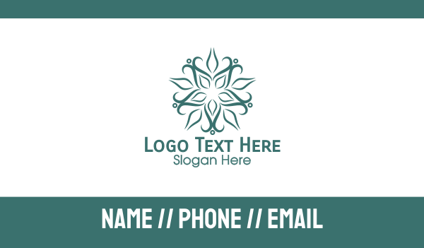 Teal Flower Pattern Business Card Design