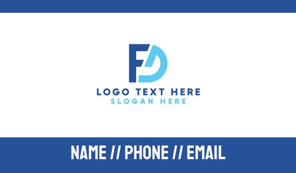 Blue FD Monogram Business Card Design Image Preview