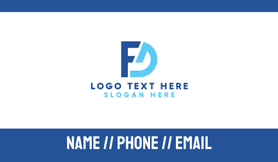 Blue FD Monogram Business Card Image Preview