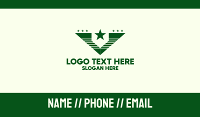 Green Star Army Letter V Business Card
