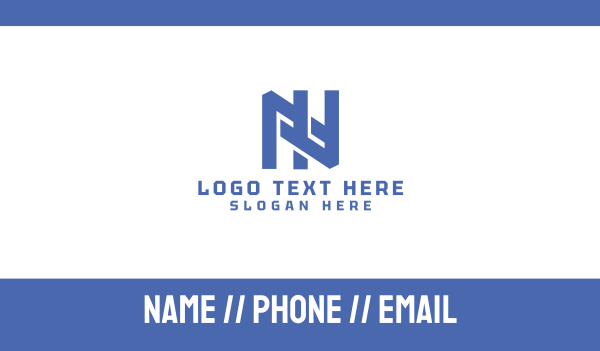 Blue Interlaced N Business Card Design Image Preview