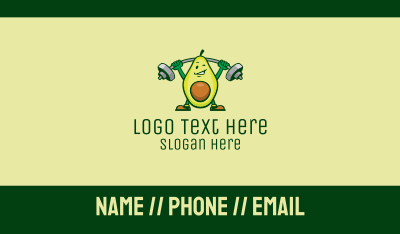 Healthy Avocado Exercise Mascot  Business Card Image Preview
