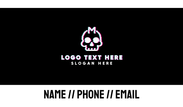 Glitch Skull Letter M Business Card Design Image Preview