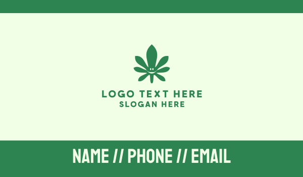Green Cannabis Leaf Smiley Business Card Design Image Preview