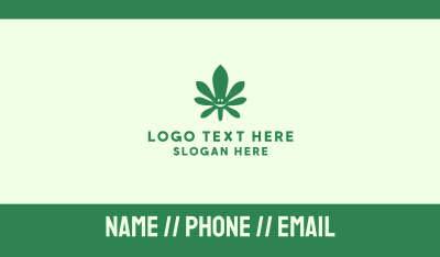 Green Cannabis Leaf Smiley Business Card Image Preview