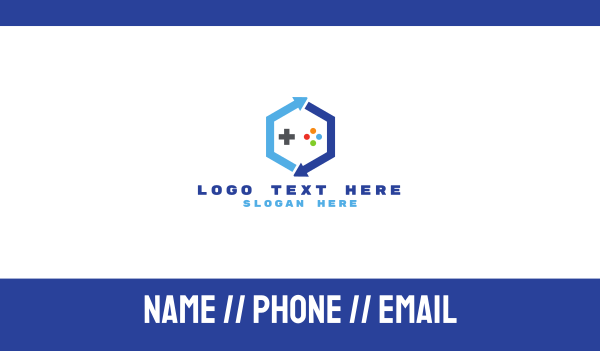 Blue Hexagon Gaming Business Card Design Image Preview