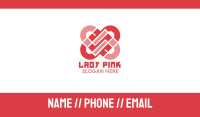 Pink Interlocked Heart Business Card Image Preview
