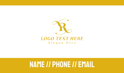 Golden Elegant Letter R Business Card Image Preview