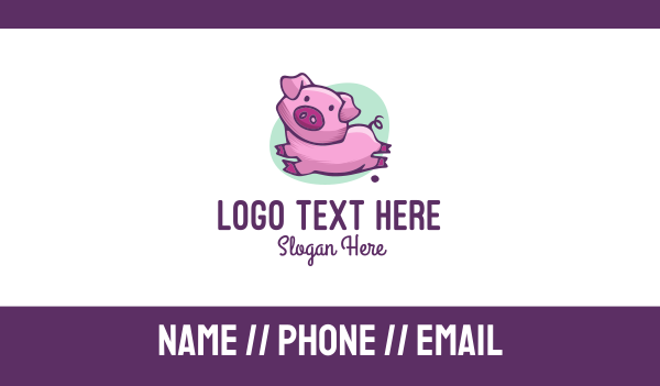 Cute Pink Pig Business Card Design Image Preview