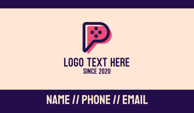 Video Game Letter P Business Card