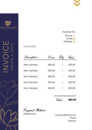 Floral Brush Outline Invoice Image Preview
