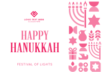 Happy Hanukkah Pattern Postcard Design
