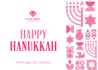 Happy Hanukkah Pattern Postcard Image Preview