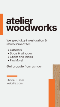 Atelier Woodworks Facebook Story Design
