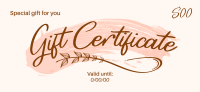Simple Brush Stroke Gift Certificate Design