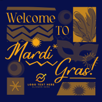 Mardi Gras Mask Welcome Instagram Post Design